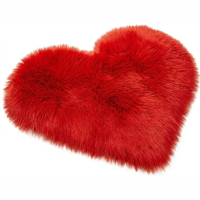NUVEX Rood hartvormig pluche vloerkleed 40 x 40 cm zacht fluffy vloermat decoratief kleed voor woonkamer slaapkamer en kantoor binnengebruik
