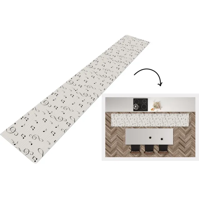 KitchenYeah Keukenloper - Loper keuken - Bladmuziek - Patronen - Muziek - 300x50 cm - Keukenloper vinyl Multicolor