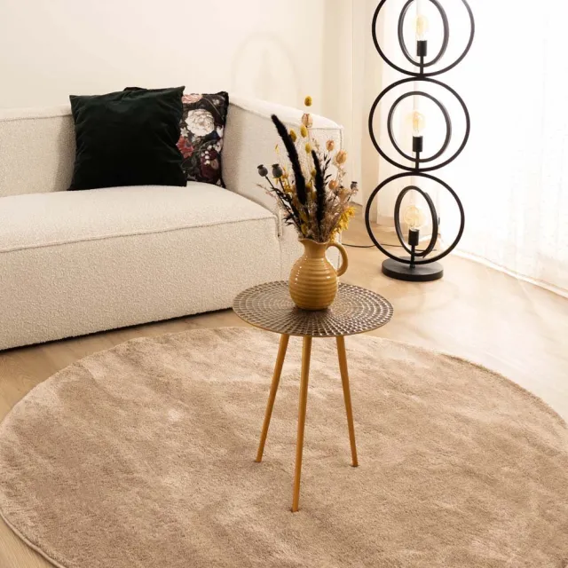 Paon Brillant Velours vloerkleed rond - Flair beige 160