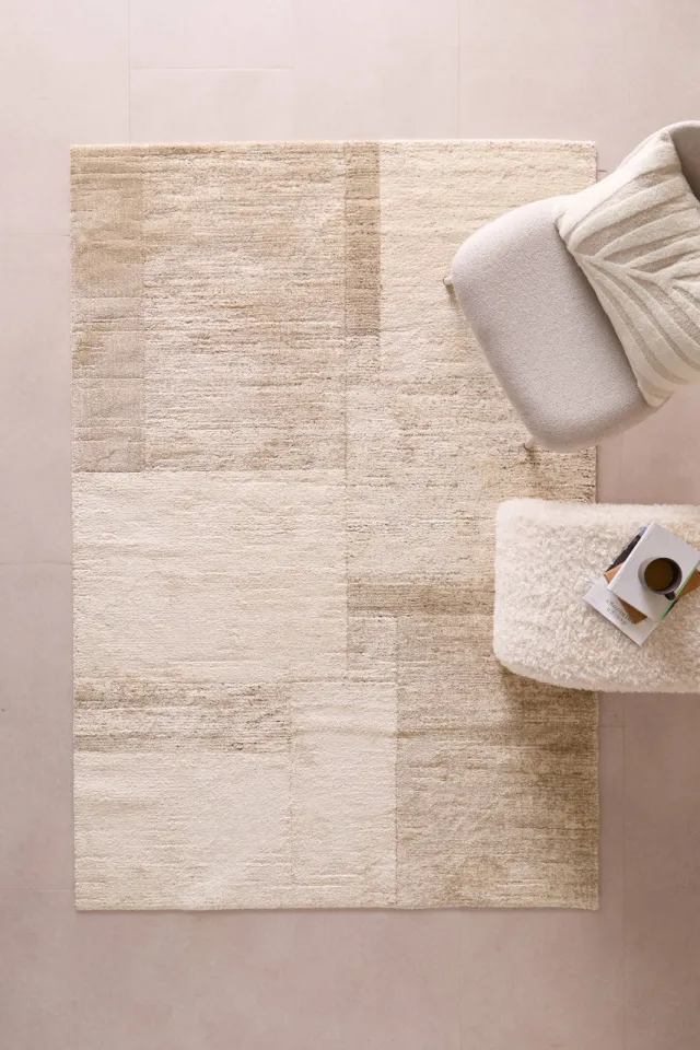 NOUS Living hoogpolig vloerkleed crème beige, foto 2