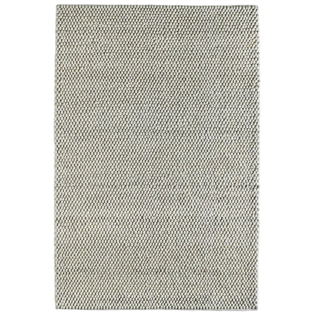Padiro design laagpolig vloerkleed 80 x 150 cm - crème / offwhite - grove lussen - voor vloerverwarming - van wol, viscose en katoen beige