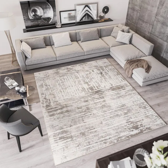 Tapiso Troya Vloerkleed Woonkamer Slaapkamer Grijs Lijnen Design Eyecatcher Interieur Stijlvol Woonsfeer Modern Trendy Duurzaam Hoogwaardig Tapijt Maat - 140x200 Lichtgrijs7