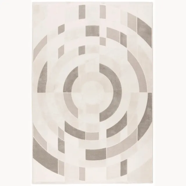 Dutch XXL Modern Vloerkleed | Tapijt | Bergamo | Grafisch | Zilver | 80x150 cm