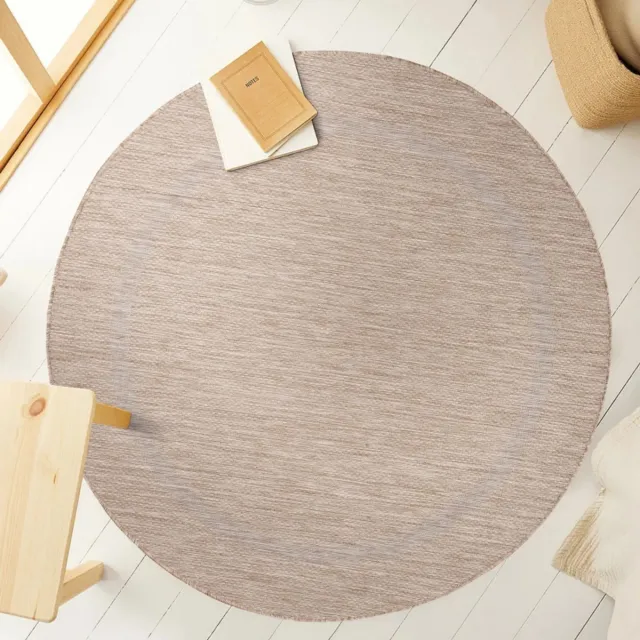 Ayyildiz Buitenkleed, effen kleur - beige, geschikt voor terras, balkon of keuken, polypropyleen achterkant, afmeting: 200 cm rond