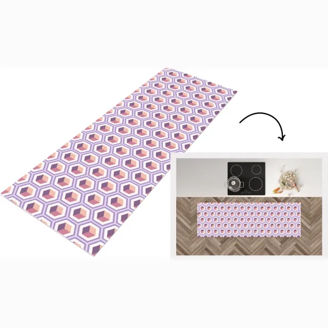 KitchenYeah Keukenloper - Loper keuken - Cube - Kubus - Patronen - Keukenloper vinyl Multicolor