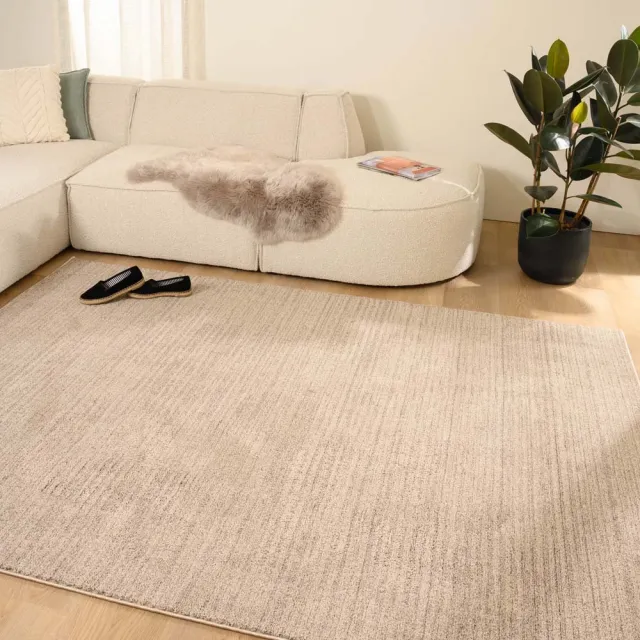Tapeso Vloerkleed strepen - Fancy Lines zandkleur 120x170