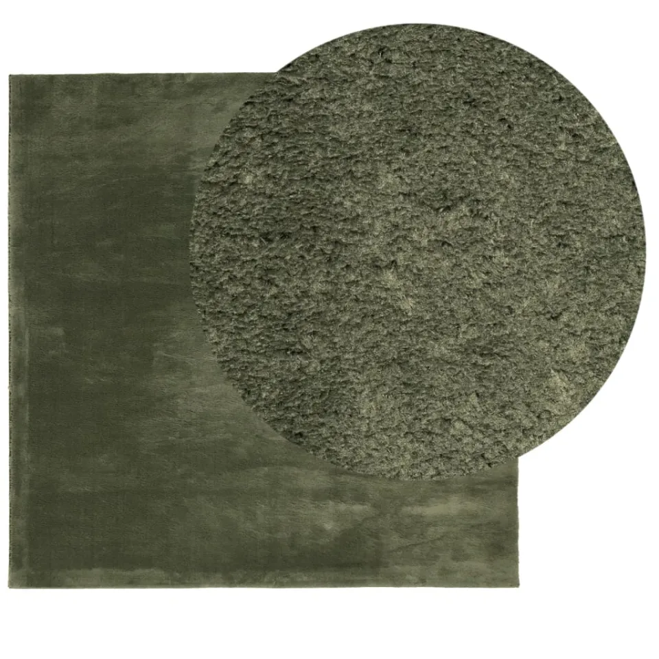 vidaXL Rug HUARTE Green 200 x 200 cm 100% Polyester Plat Groen
