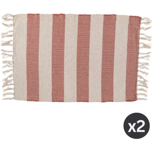 Tiseco Gestreept tapijt IVAR met franjes - SET/2 – 50x80 cm, rood