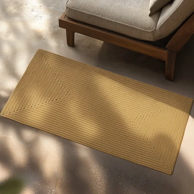 Tectake Vloerkleed 60 x 90 cm – Gevlochten Kleed in Jute-Look – Boho Vloerkleed voor Binnen en Buiten – Weerbestendig en Onderhoudsvriendelijk – Natuurkleur