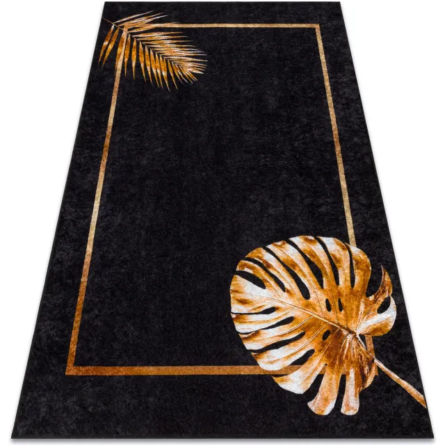 RUGSX Kleden Rugsx MIRO 51518.805 tapijt wasbaar Bladeren, kader anti 160x220 cm Zwart
