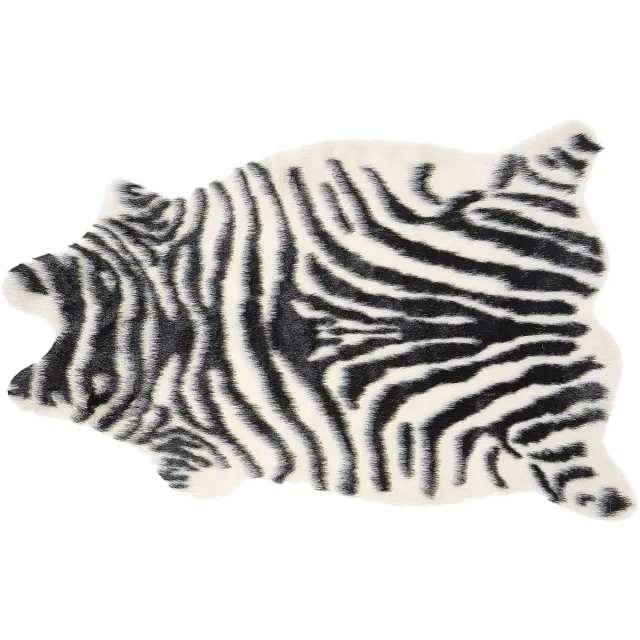 Beliani NAMBUNG - Schapenvel - Zebra - Acryl Zwart