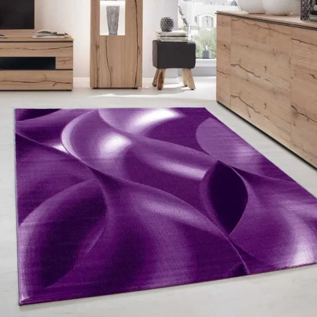 TapisTrend Designer tapijt Paars Modern abstract vloerkleed voor de woonkamer, optische golfschaduw