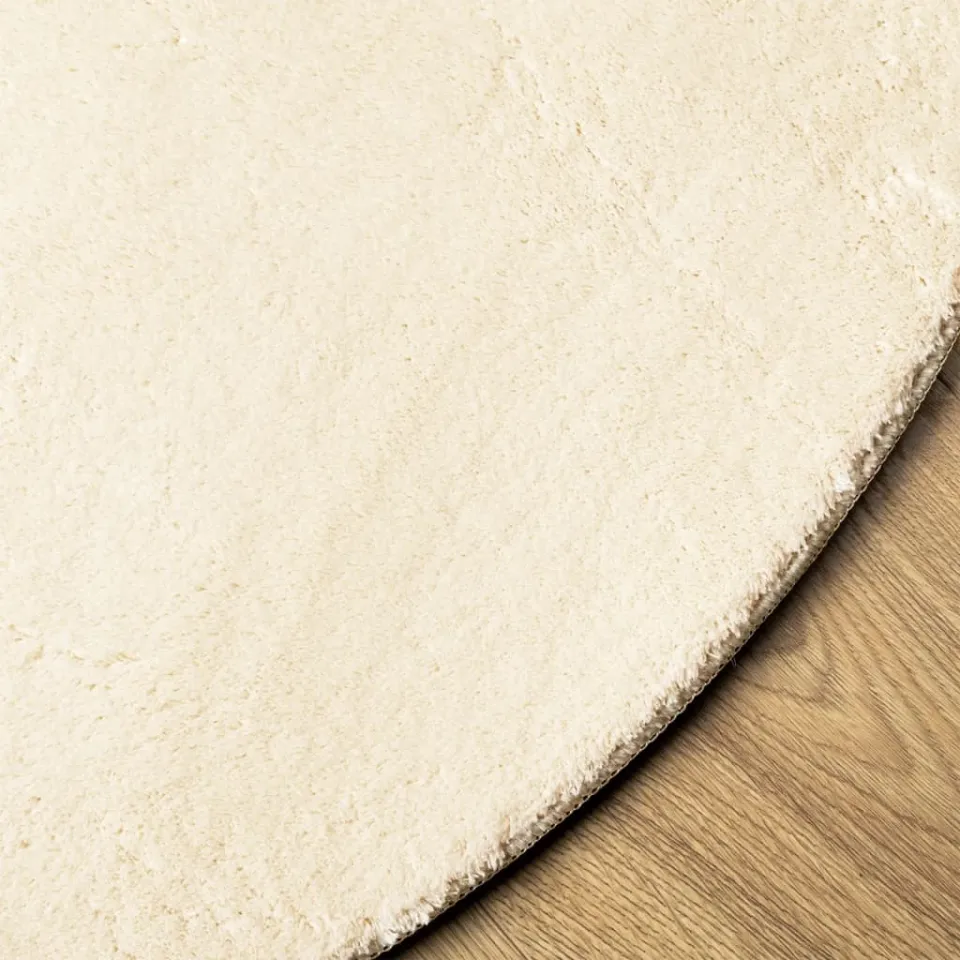 vidaXL Vloerkleed HUARTE laagpolig zacht wasbaar Ø 120 cm crème, foto 4