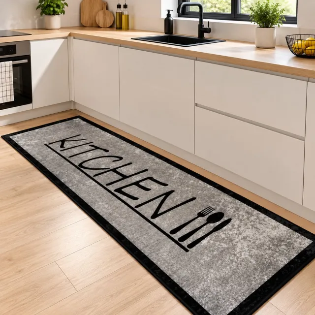 Majestix Keukenloper KITCHEN – 80x200 cm – Grijs – Keukenmat – Keukentapijt – Loper Vloerkleed – Antislip – Wasbaar
