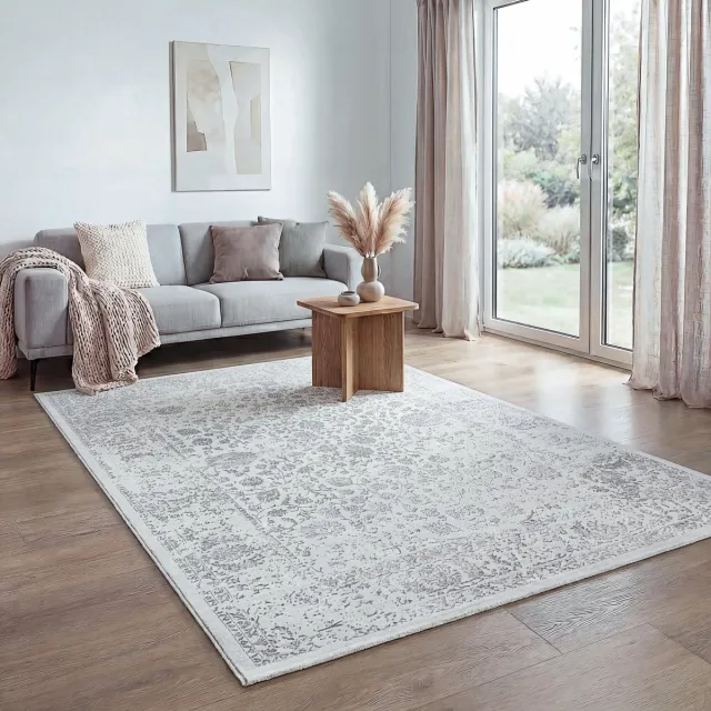 the carpet Mila Modern woonkamerkleed met 3D hoog-laag effect, zachte pool, glanseffect, kortpolig, met rand, geschikt voor vloerverwarming, Grijs, 120 x 170