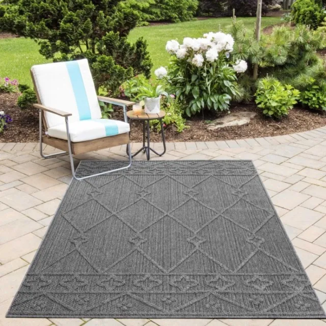 TapisTrend Buiten- en terraskleden Grijs 200x290 cm Buitenkleed met geometrisch patroon, voor keuken en balkon, UV-bestendig, wasbaar