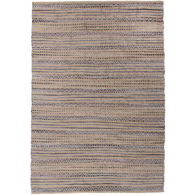 Padiro stijlvol laagpolig vloerkleed 160 x 230 cm - lichtbeige - modern streeppatroon - van jute en katoen
