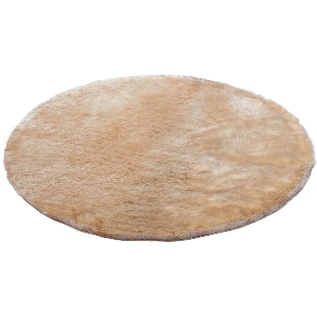 Vente-unique Ultrazacht rond hoogpolig shaggy vloerkleed - Ø 200 cm - Donkerbeige - DOLCE