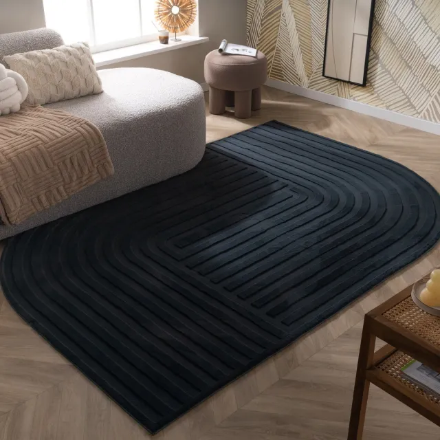 Fraai Organisch Vloerkleed - Flowy Lines Antraciet | Wasbaar - 160x230cm