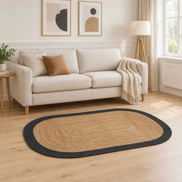vidaXL Gebied Tapijt Donkergrijs 100 x 152 cm Jute