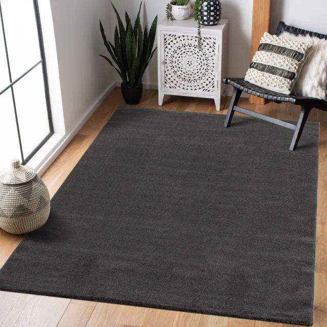 Muratap Uni Effen Laagpolig Vloerkleed Modern Donker Grijs- 250x250 CM Vierkant