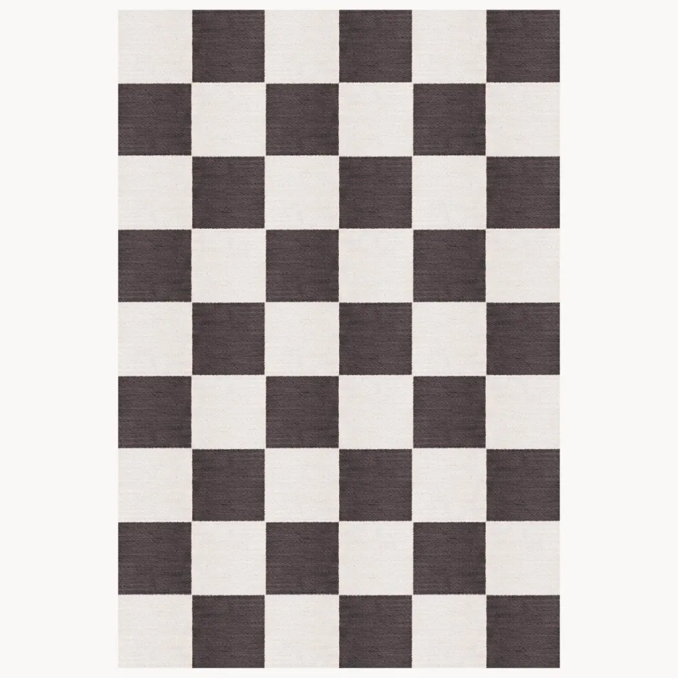 Layered Chess Flatweave Black And White - 140 X 200 cm Zwart-wit