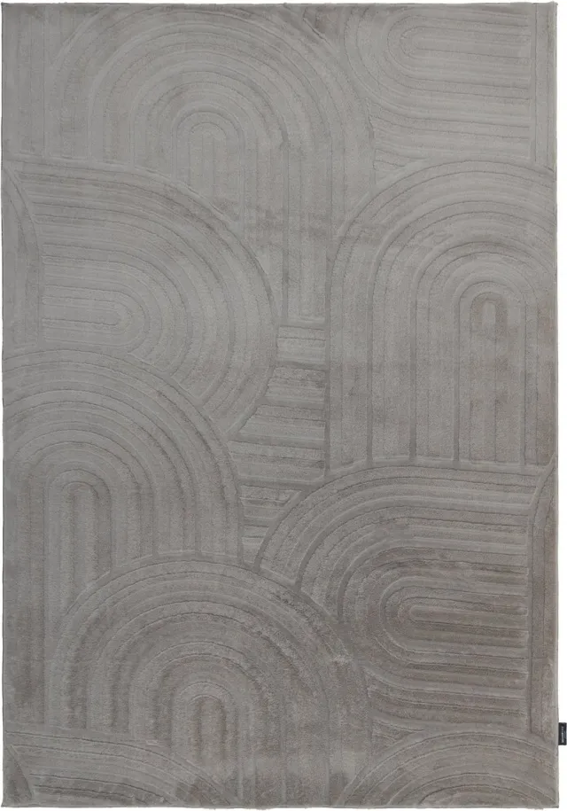 Padiro design laagpolig vloerkleed 160 x 230 cm - donkergrijs - modern geometrisch patroon - voor vloerverwarming - van polyester, wol en katoen