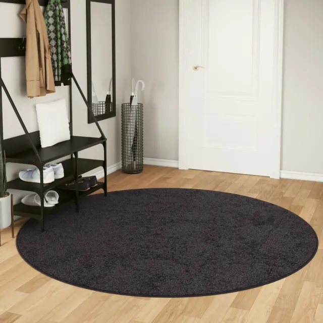 vidaXL Vloerkleed wasbaar Ø 200 cm antracietkleurig, foto 2