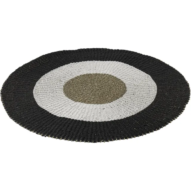 J-Line vloerkleed - kunststof - wit/zwart - medium