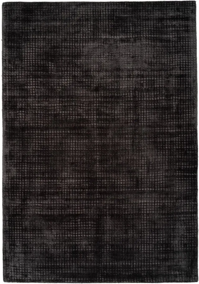 Padiro stijlvol laagpolig vloerkleed 80 x 150 cm - donkergrijs - modern effen ontwerp - voor vloerverwarming - van viscose en katoen