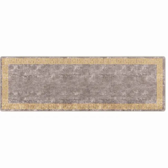 vidaXL Tapijt - Runner - MARSA - Grijs - en - Goud - 100 - x - 300 - cm - Polyester - en - PVC