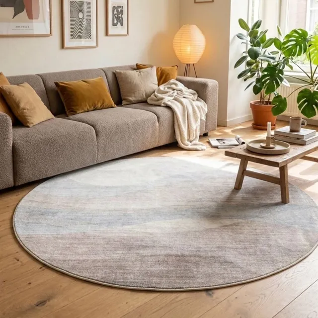 Fraai Rond modern vloerkleed - Field Taupe - Ø 200cm