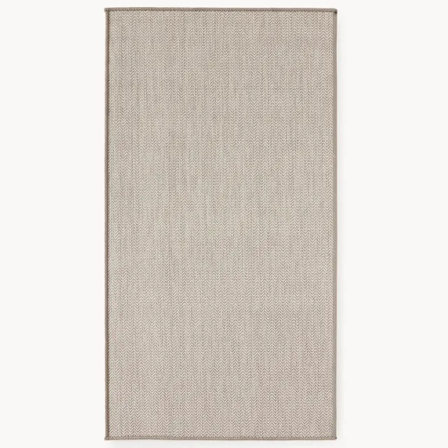 Westwing Collection In- & outdoor dubbelzijdig vloerkleed Cort met zigzag patroon Beige