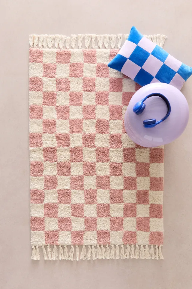 NOUS Kids Checker board kindervloerkleed roze, foto 2