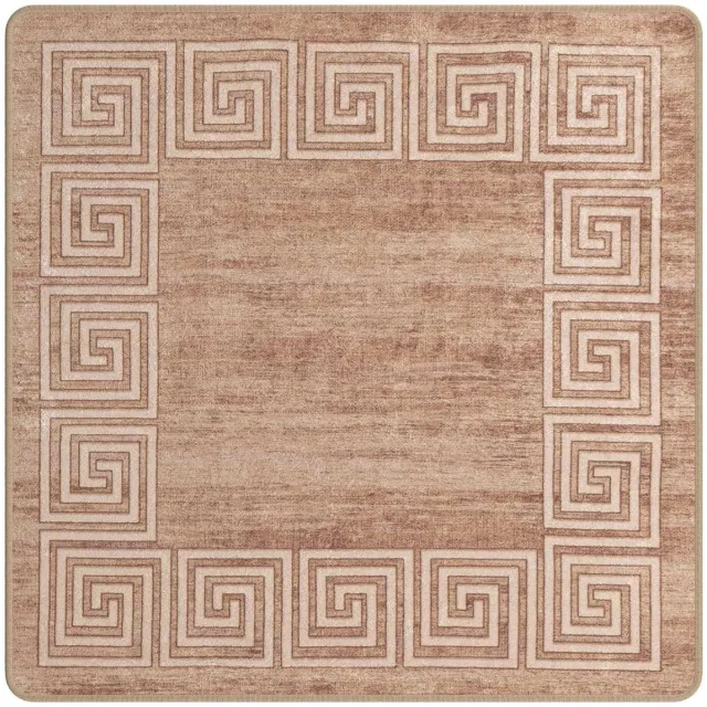 vidaXL Tapijt - Runner - MARSA - Beige - en - goud - 100 - x - 100 - cm - Polyester - en - PVC Wit