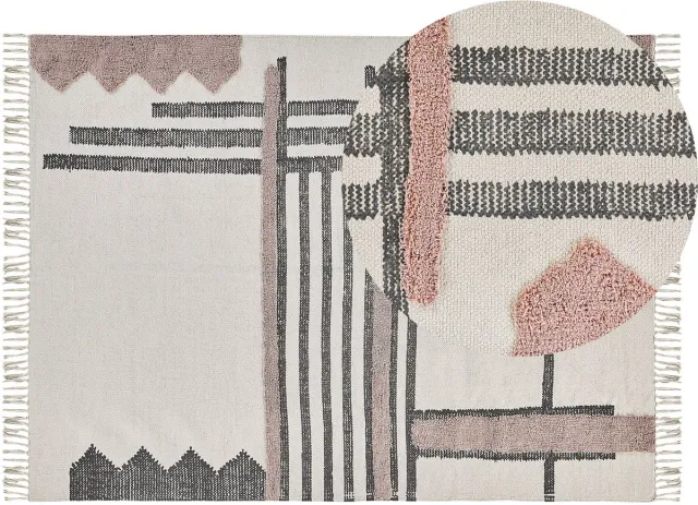 Beliani MURADIYE - Laagpolig vloerkleed - Beige - Katoen