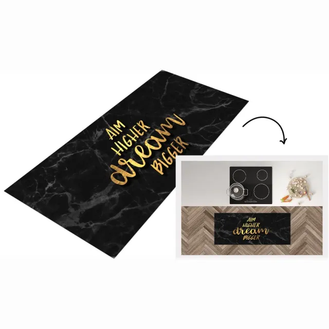 KitchenYeah Keukenloper - Loper keuken - Quotes - Dream - Goud - Marmer - Keukenloper vinyl Multicolor