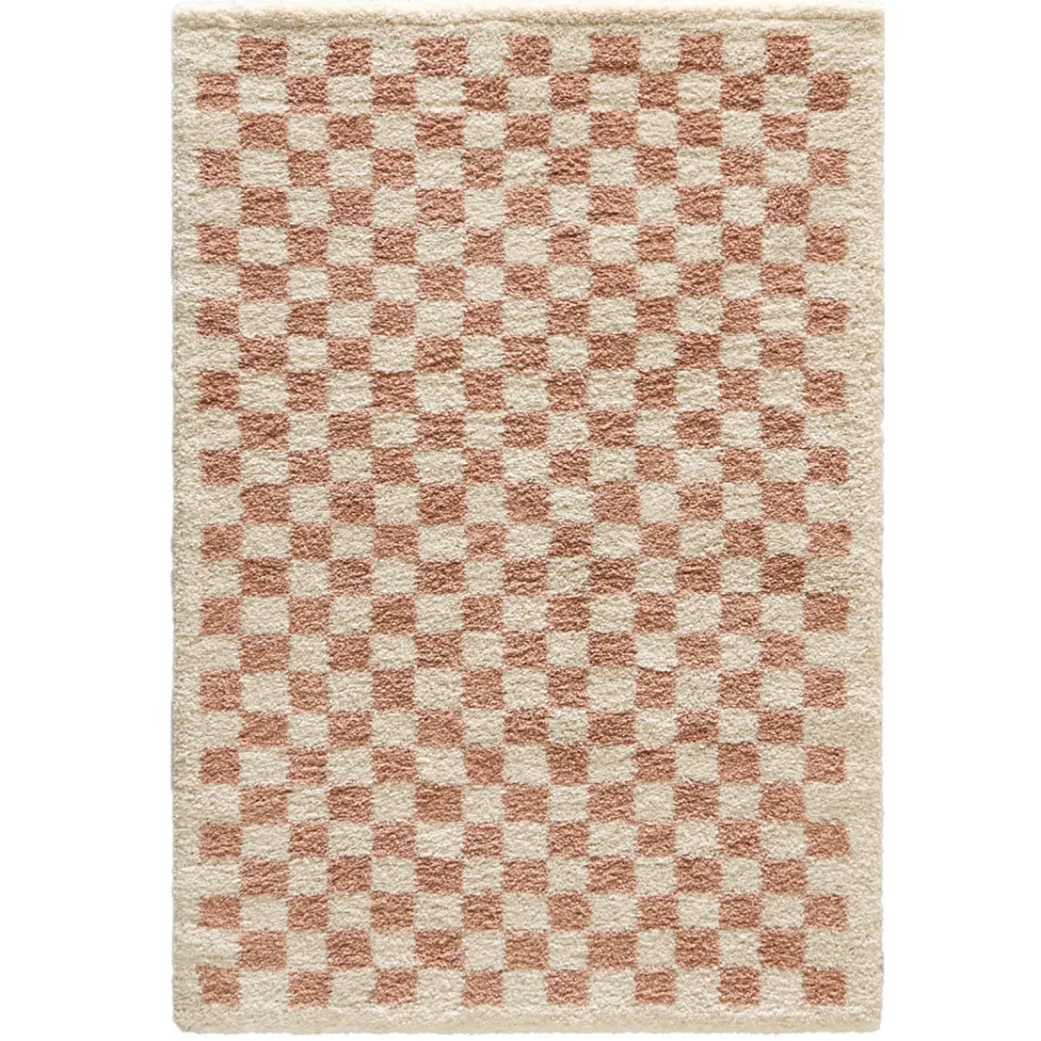 NOUS Living Teun hoogpolig vloerkleed crème roze crème/roze