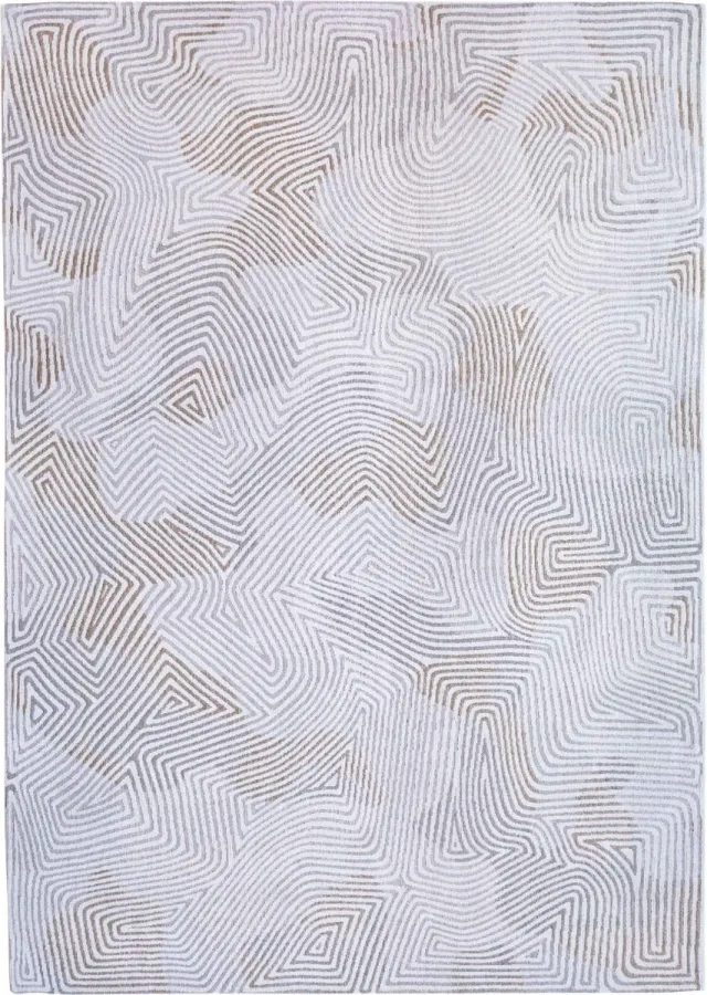 Louis de Poortere Wasbaar Binnen & Buiten Vloerkleed - 240 x 240 cm - Louis De Poortere Coral Oyster White - Laagpolig Tapijt - Gerecycled PET - Made in Belgium - Circulair Grijs