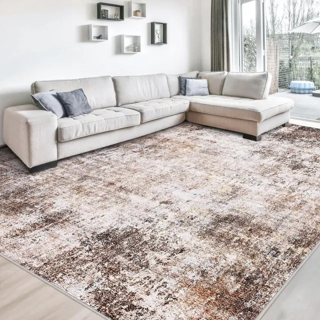 Ibenzoa Stijlvolle Retro Vloerkleed 160x230cm voor Woonkamer en Slaapkamer met Antislip Onderzijde bruin