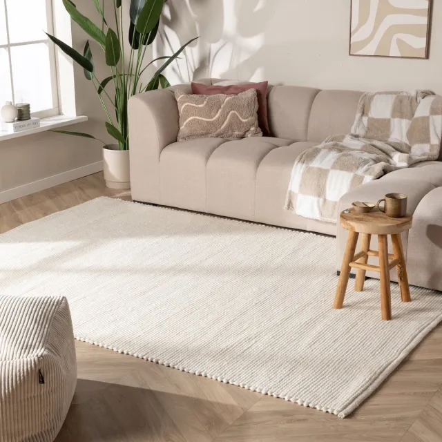 NATURL. Wollen vloerkleed - Feline Wit | Isolerend en zacht - 80x150cm