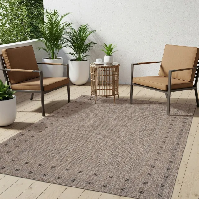 Tapiso Melissa Buitenkleed Buitentapijt Bruin Vloerkleed Binnen Buiten Kleed Tapijt Maat- 80x150