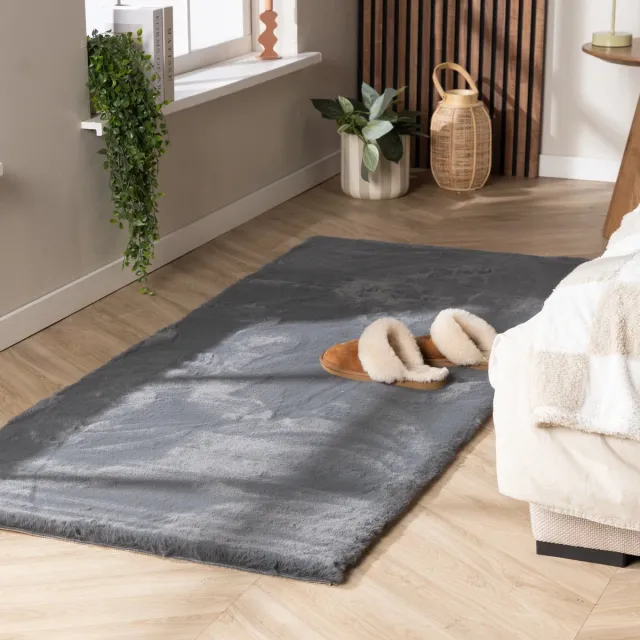 NATURL. Zachte Hoogpolige loper - Comfy Supreme Antraciet - 80x200cm Grijs