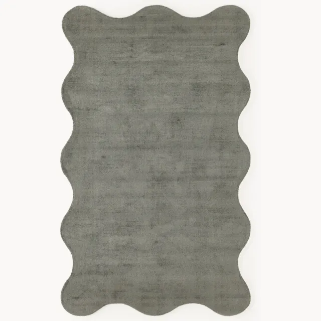 Westwing Collection Handgeweven vloerkleed Wavy Groen