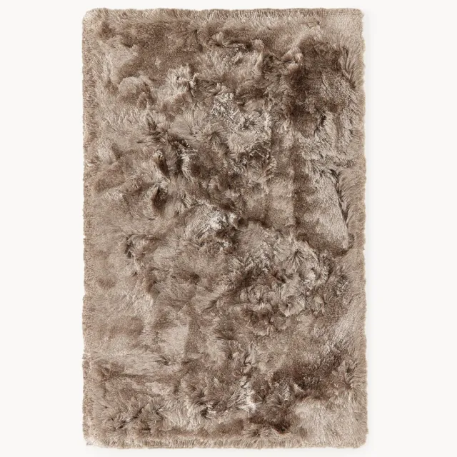 Westwing Collection Glanzend hoogpolig vloerkleed Jimmy Taupe