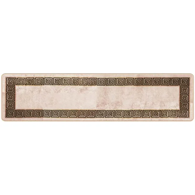 vidaXL Tapijt - Runner - MARSA - Beige - en - Zwart - 50 - x - 200 - cm - Polyester - en - PVC
