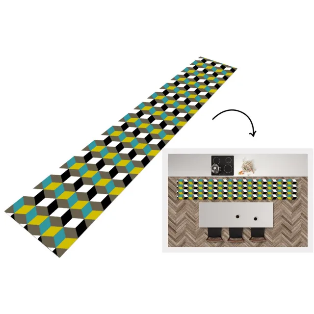 KitchenYeah Keukenloper - Keukenmat - Blokken - Patronen - 3D - Keuken vloerkleed Multicolor