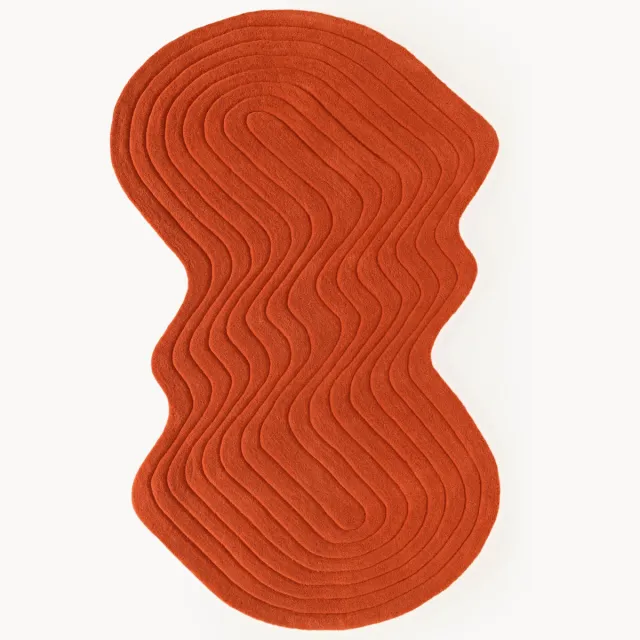Westwing Collection Handgetuft wollen vloerkleed Aliza in organische vorm Oranje