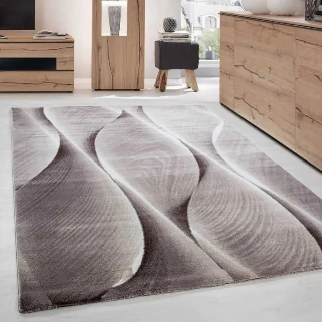 TapisTrend Designer tapijt Bruin 200x290 cm Modern woonkamerkleed met golfpatroon, houttinten
