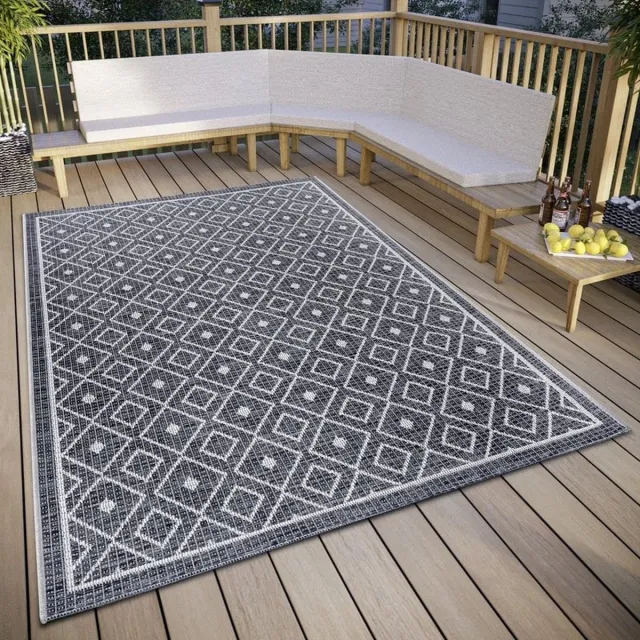 flycarpets Clyde Binnen & Buitenkleed Vloerkleed Lahal Grijs / Beige - 76x150 cm